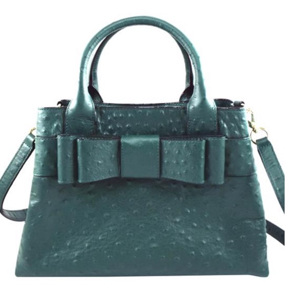 kate spade Handbags - Like New KATE SPADE Ostrich Green Leather Handbag